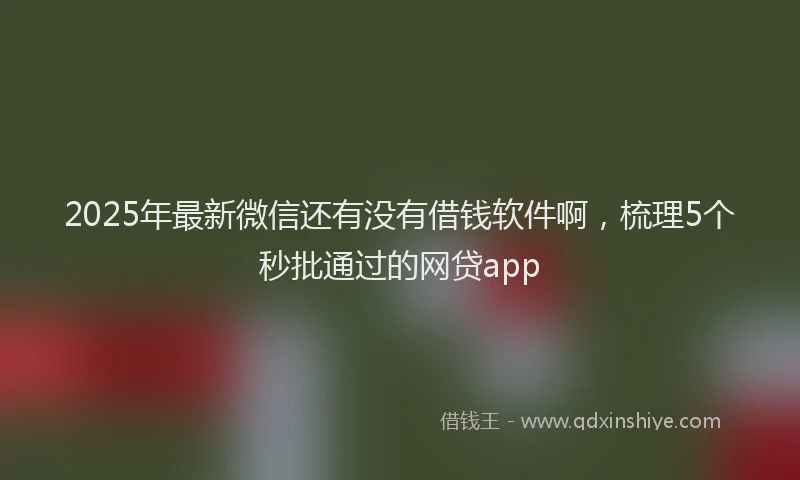 2025年最新微信还有没有借钱软件啊，梳理5个秒批通过的网贷app