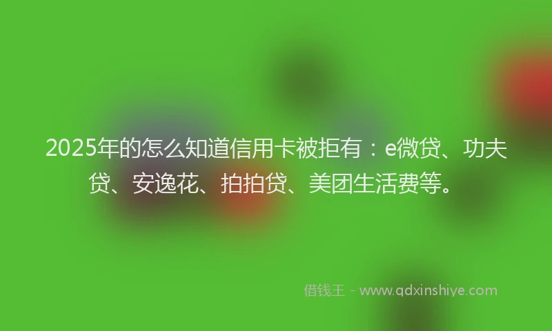 2025年的怎么知道信用卡被拒有：e微贷、功夫贷、安逸花、拍拍贷、美团生活费等。