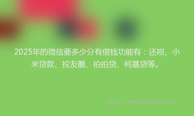 2025年的微信要多少分有借钱功能有：还呗、小米贷款、投友圈、拍拍贷、柯基贷等。