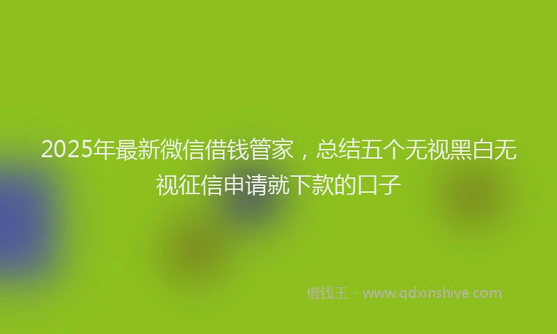 2025年最新微信借钱管家，总结五个无视黑白无视征信申请就下款的口子