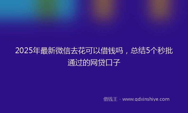 2025年最新微信去花可以借钱吗，总结5个秒批通过的网贷口子