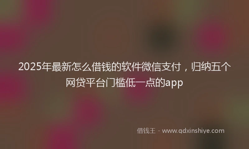 2025年最新怎么借钱的软件微信支付，归纳五个网贷平台门槛低一点的app