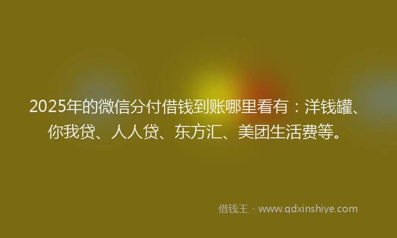2025年的微信分付借钱到账哪里看有：洋钱罐、你我贷、人人贷、东方汇、美团生活费等。