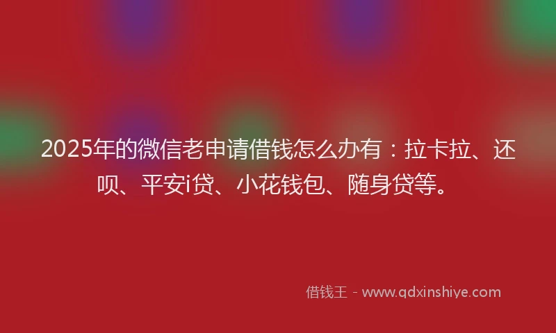 2025年的微信老申请借钱怎么办有：拉卡拉、还呗、平安i贷、小花钱包、随身贷等。
