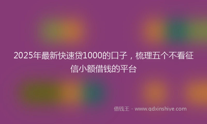 2025年最新快速贷1000的口子，梳理五个不看征信小额借钱的平台