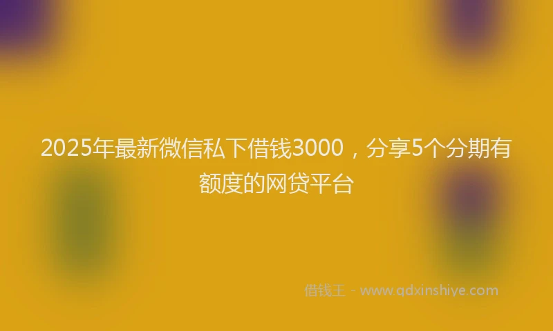 2025年最新微信私下借钱3000，分享5个分期有额度的网贷平台