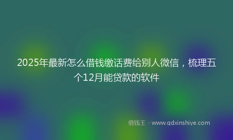 2025年最新怎么借钱缴话费给别人微信，梳理五个12月能贷款的软件