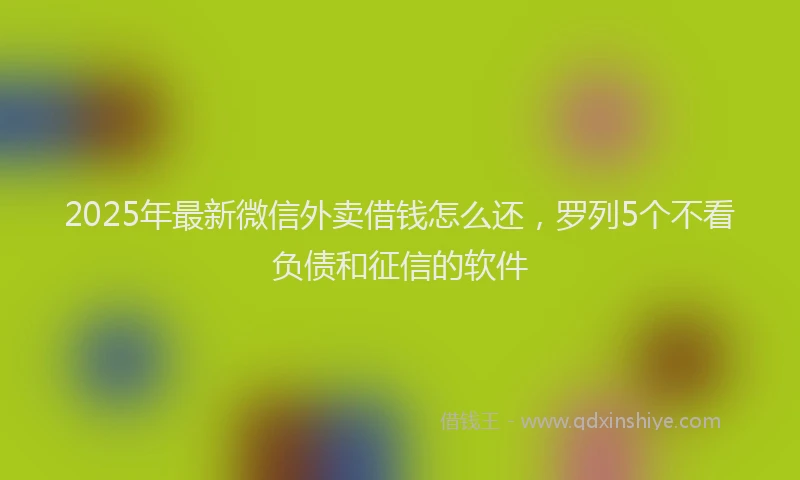 2025年最新微信外卖借钱怎么还，罗列5个不看负债和征信的软件