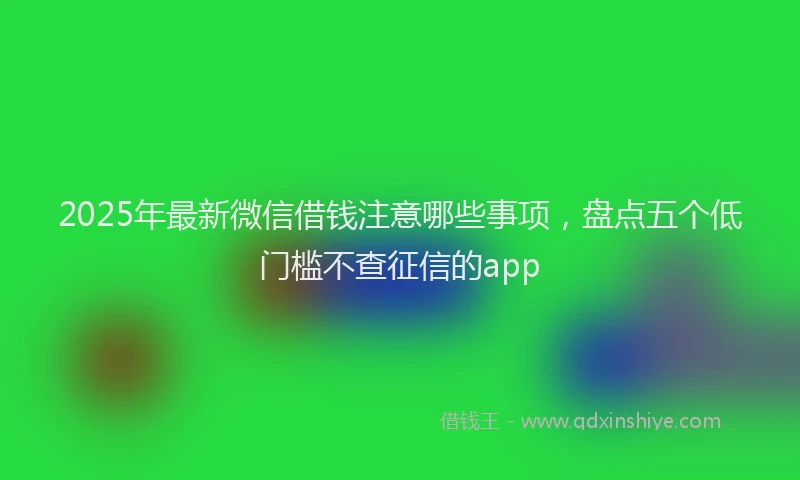2025年最新微信借钱注意哪些事项，盘点五个低门槛不查征信的app