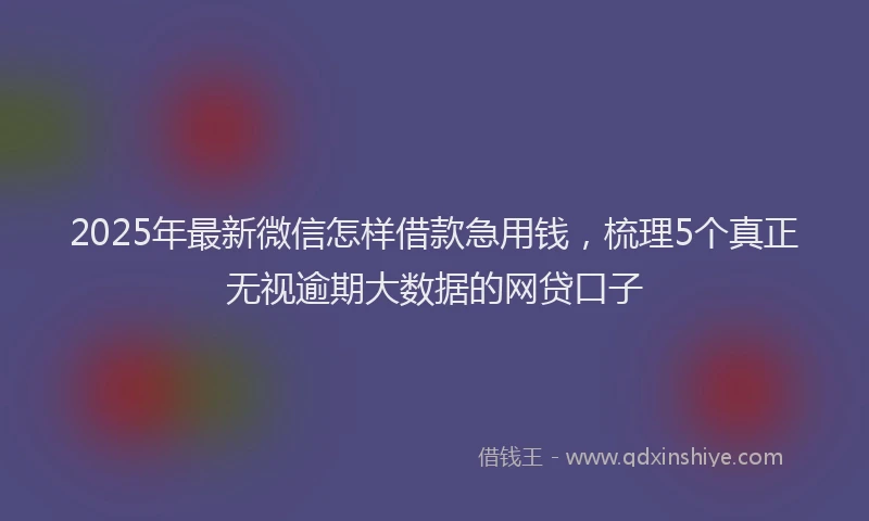 2025年最新微信怎样借款急用钱，梳理5个真正无视逾期大数据的网贷口子