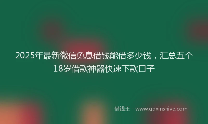 2025年最新微信免息借钱能借多少钱，汇总五个18岁借款神器快速下款口子