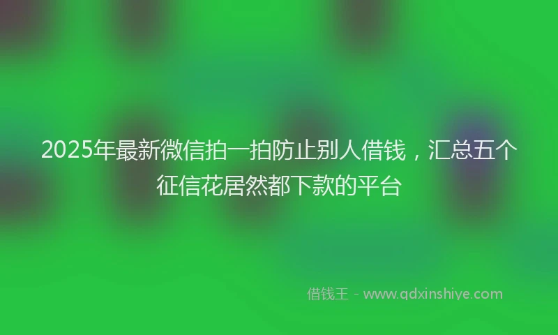 2025年最新微信拍一拍防止别人借钱，汇总五个征信花居然都下款的平台