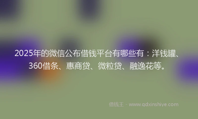 2025年的微信公布借钱平台有哪些有：洋钱罐、360借条、惠商贷、微粒贷、融逸花等。