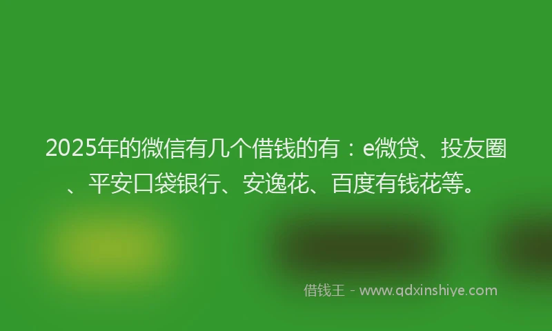 2025年的微信有几个借钱的有：e微贷、投友圈、平安口袋银行、安逸花、百度有钱花等。