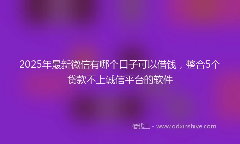 2025年最新微信有哪个口子可以借钱，整合5个贷款不上诚信平台的软件