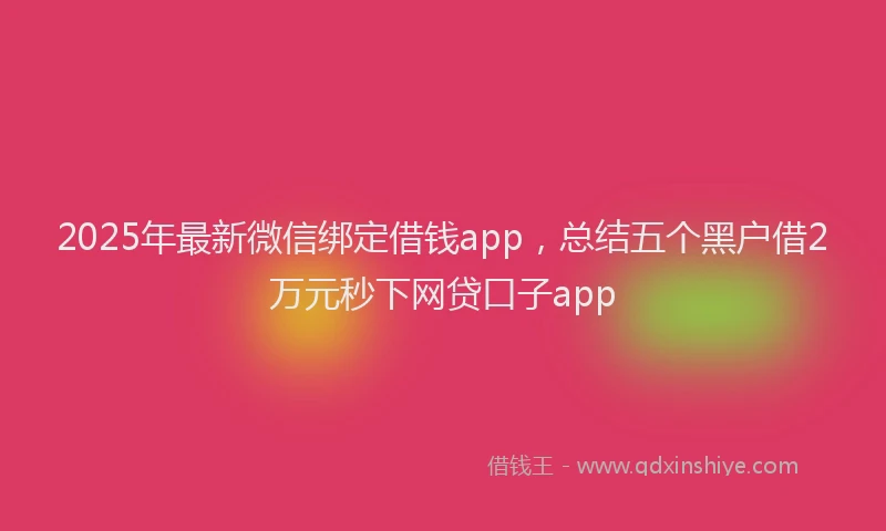 2025年最新微信绑定借钱app，总结五个黑户借2万元秒下网贷口子app