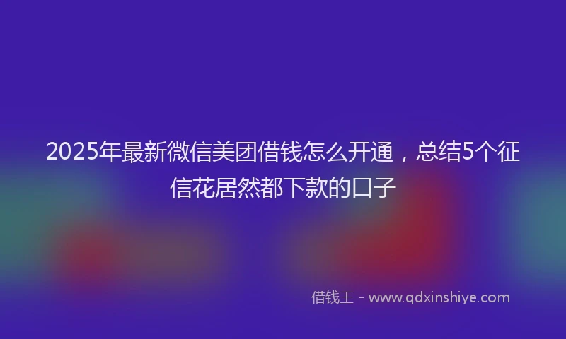 2025年最新微信美团借钱怎么开通，总结5个征信花居然都下款的口子