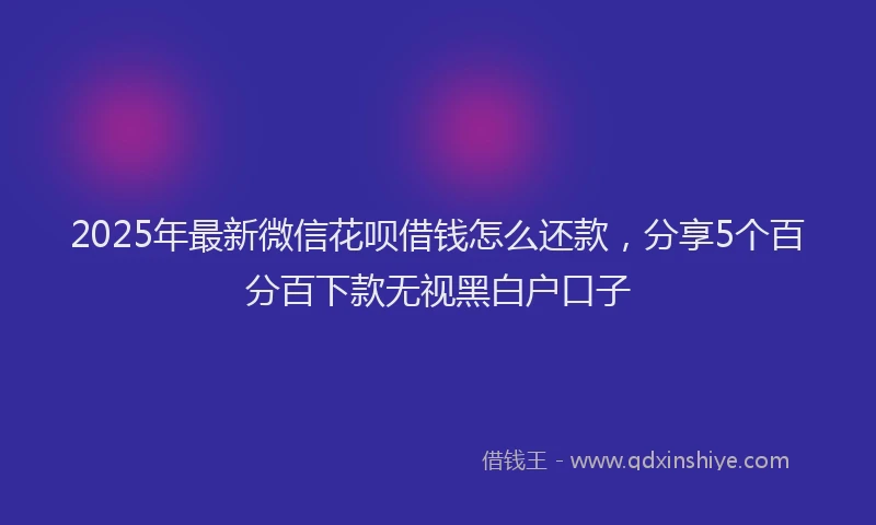 2025年最新微信花呗借钱怎么还款，分享5个百分百下款无视黑白户口子