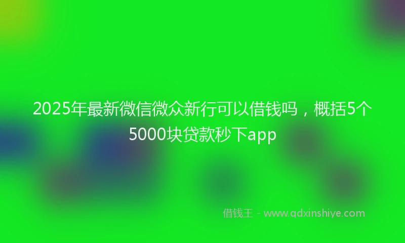 2025年最新微信微众新行可以借钱吗，概括5个5000块贷款秒下app