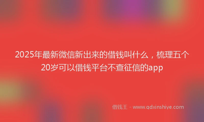 2025年最新微信新出来的借钱叫什么，梳理五个20岁可以借钱平台不查征信的app