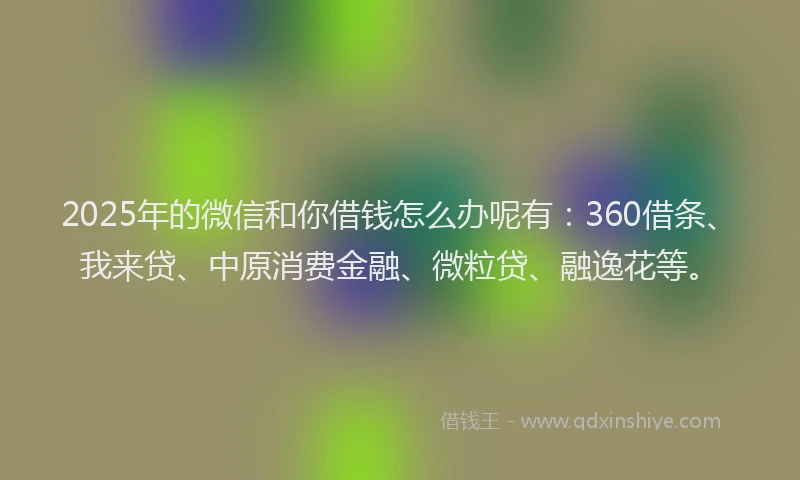 2025年的微信和你借钱怎么办呢有：360借条、我来贷、中原消费金融、微粒贷、融逸花等。