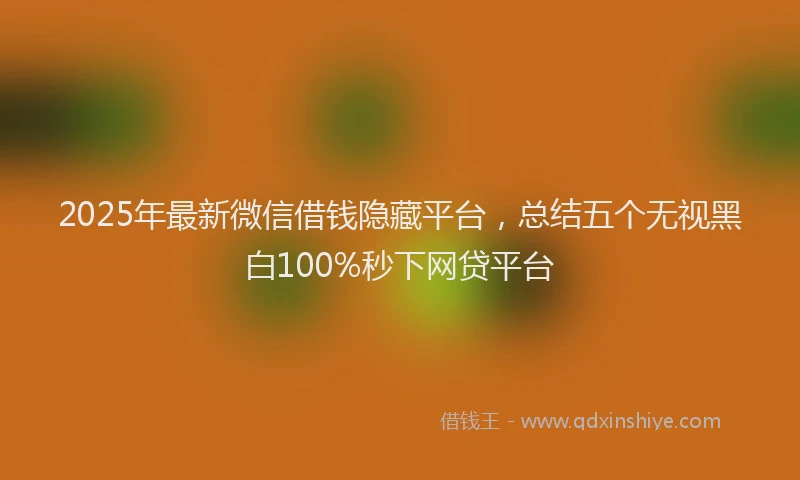 2025年最新微信借钱隐藏平台，总结五个无视黑白100%秒下网贷平台
