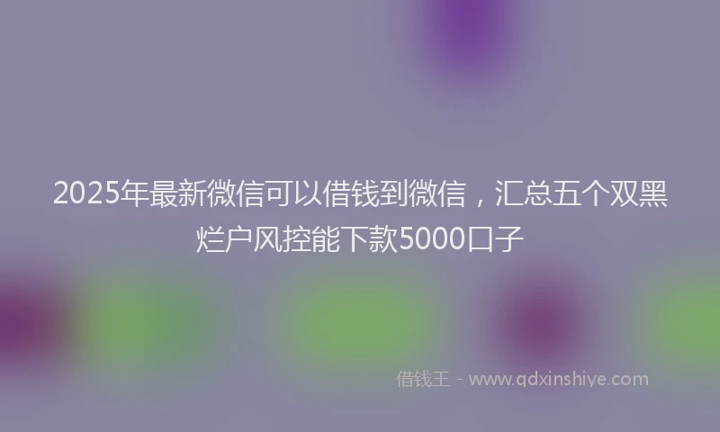 2025年最新微信可以借钱到微信，汇总五个双黑烂户风控能下款5000口子
