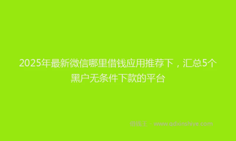 2025年最新微信哪里借钱应用推荐下，汇总5个黑户无条件下款的平台
