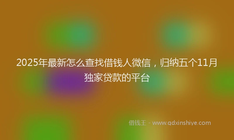 2025年最新怎么查找借钱人微信，归纳五个11月独家贷款的平台