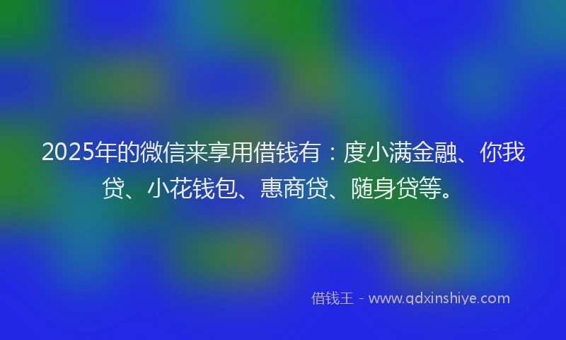 2025年的微信来享用借钱有：度小满金融、你我贷、小花钱包、惠商贷、随身贷等。