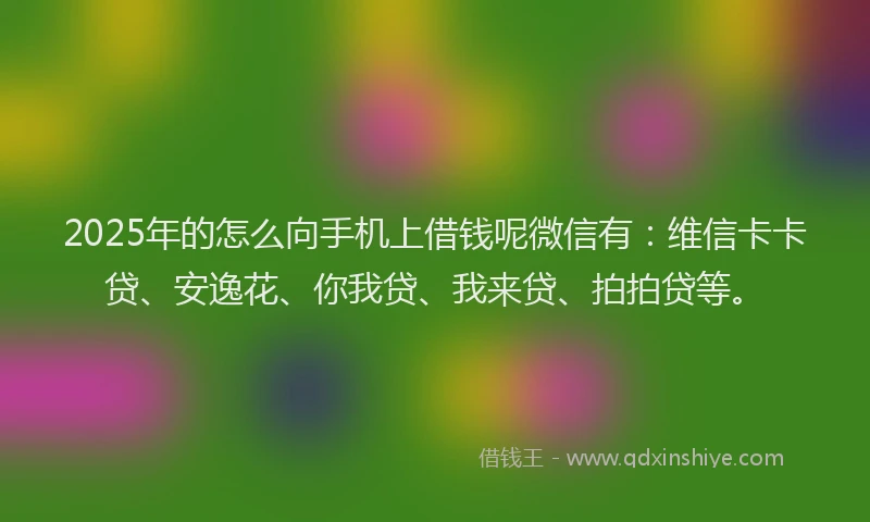 2025年的怎么向手机上借钱呢微信有：维信卡卡贷、安逸花、你我贷、我来贷、拍拍贷等。