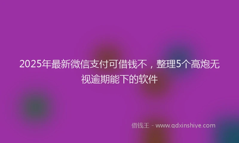 2025年最新微信支付可借钱不，整理5个高炮无视逾期能下的软件