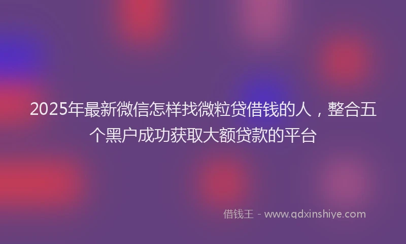 2025年最新微信怎样找微粒贷借钱的人，整合五个黑户成功获取大额贷款的平台