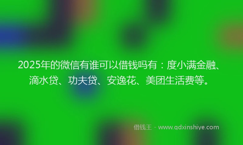 2025年的微信有谁可以借钱吗有：度小满金融、滴水贷、功夫贷、安逸花、美团生活费等。
