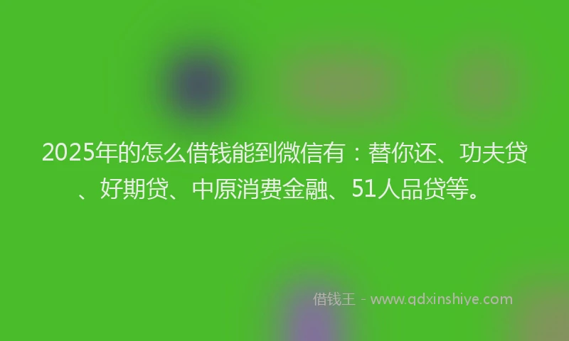 2025年的怎么借钱能到微信有：替你还、功夫贷、好期贷、中原消费金融、51人品贷等。