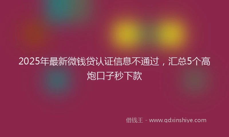 2025年最新微钱贷认证信息不通过，汇总5个高炮口子秒下款