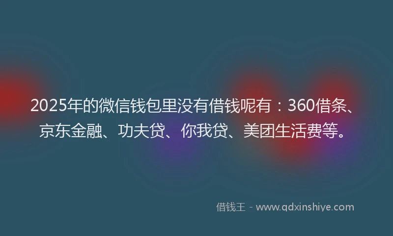2025年的微信钱包里没有借钱呢有：360借条、京东金融、功夫贷、你我贷、美团生活费等。