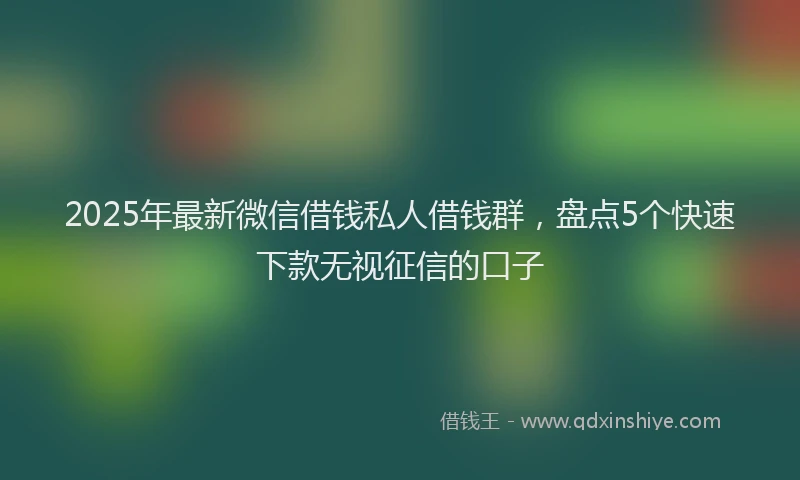 2025年最新微信借钱私人借钱群，盘点5个快速下款无视征信的口子