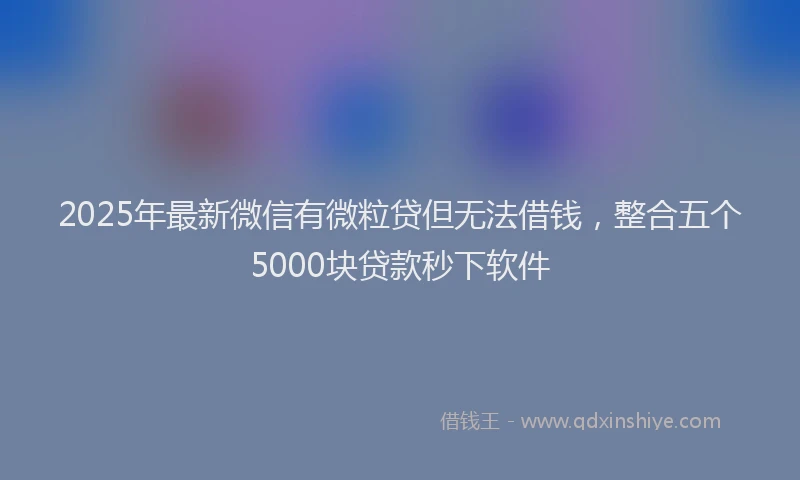 2025年最新微信有微粒贷但无法借钱，整合五个5000块贷款秒下软件