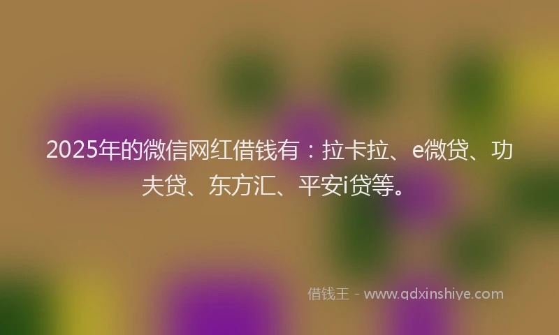 2025年的微信网红借钱有：拉卡拉、e微贷、功夫贷、东方汇、平安i贷等。