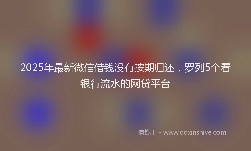 2025年最新微信借钱没有按期归还，罗列5个看银行流水的网贷平台