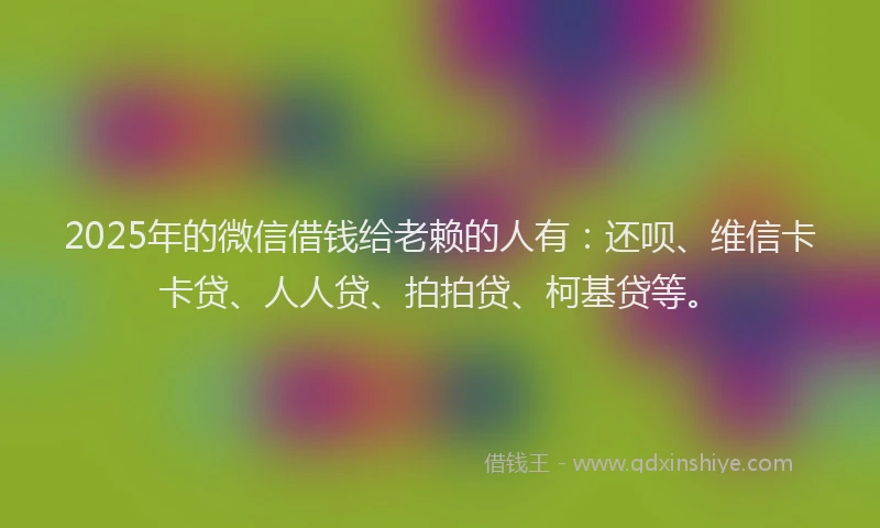 2025年的微信借钱给老赖的人有：还呗、维信卡卡贷、人人贷、拍拍贷、柯基贷等。