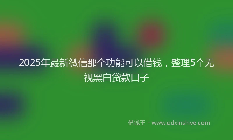 2025年最新微信那个功能可以借钱，整理5个无视黑白贷款口子