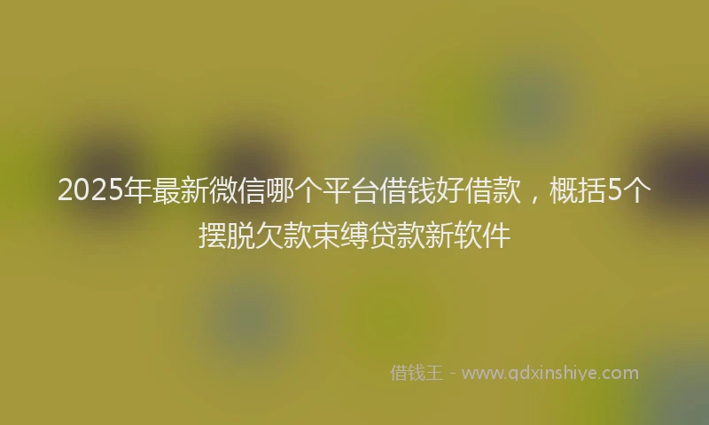 2025年最新微信哪个平台借钱好借款，概括5个摆脱欠款束缚贷款新软件