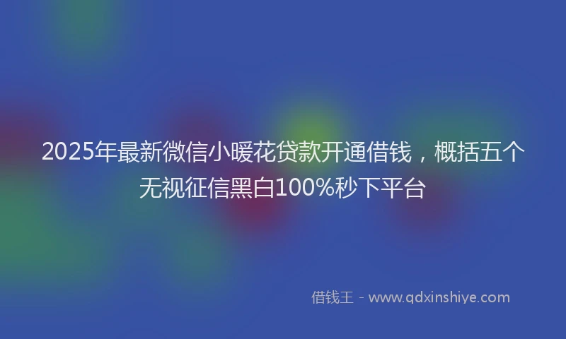 2025年最新微信小暖花贷款开通借钱，概括五个无视征信黑白100%秒下平台