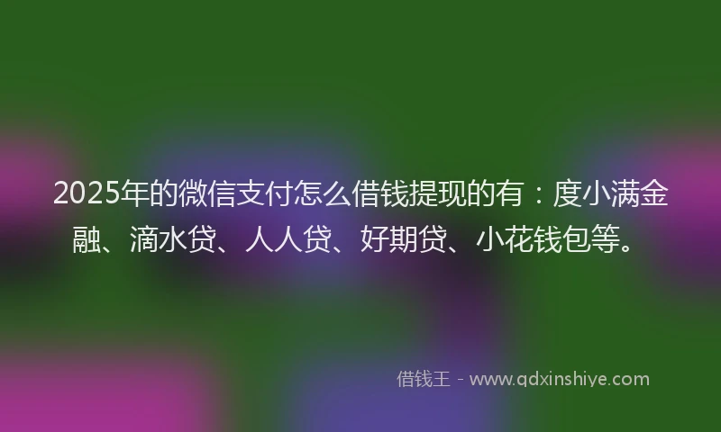 2025年的微信支付怎么借钱提现的有：度小满金融、滴水贷、人人贷、好期贷、小花钱包等。
