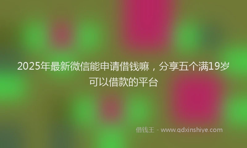 2025年最新微信能申请借钱嘛，分享五个满19岁可以借款的平台