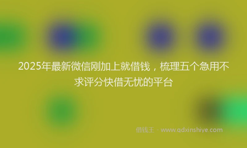 2025年最新微信刚加上就借钱，梳理五个急用不求评分快借无忧的平台