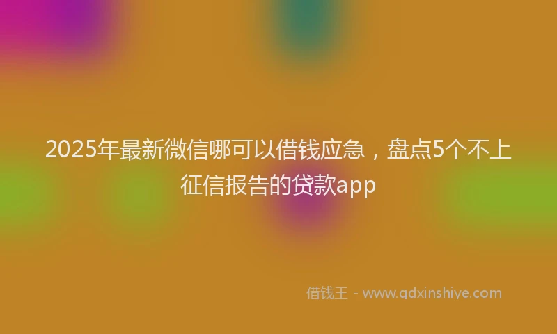 2025年最新微信哪可以借钱应急，盘点5个不上征信报告的贷款app