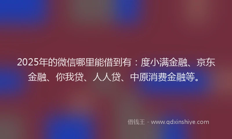 2025年的微信哪里能借到有：度小满金融、京东金融、你我贷、人人贷、中原消费金融等。